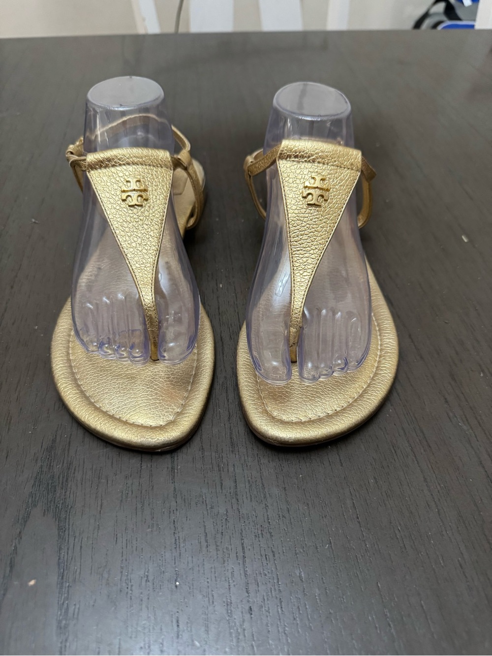 Tory Burch Designer Emmy Metallic Strappy Gold Women's Leather Sandals size W 10